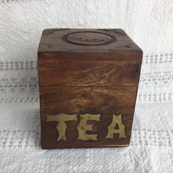 Wood and Brass Tea Storage Box - Picture 1 of 13